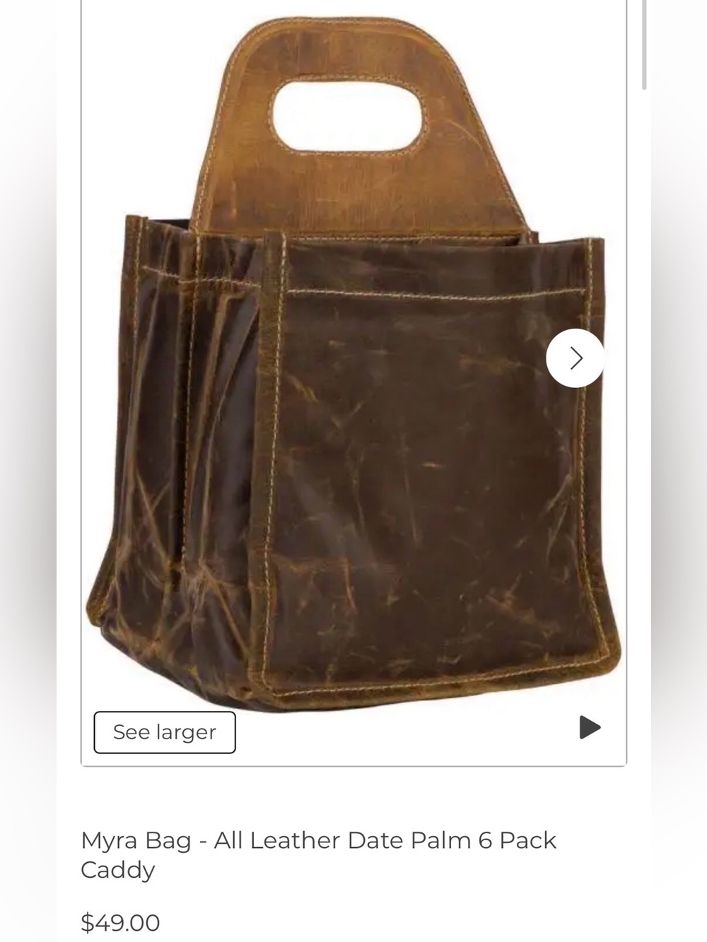 All-Leather 6-Pack Caddy Tote in Distressed Brown